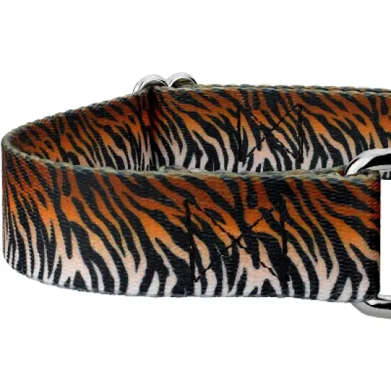 Country Brook Petz - Bengal Tiger Stripes Martingale Dog Collar image {3}