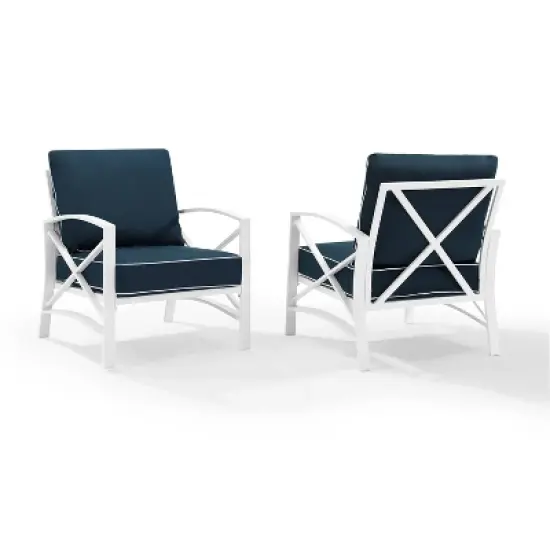 Kaplan 2pc Outdoor Accent Chairs - Navy/White - Crosley image {2}