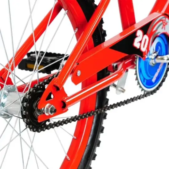 TRACER Logan 20 In Hi-Ten Steel Framed Freestyle BMX Style Beginners Bike for Child or Adult Riders 4.5 Feet to 5 Feet 6 Inches Tall, Red image {2}