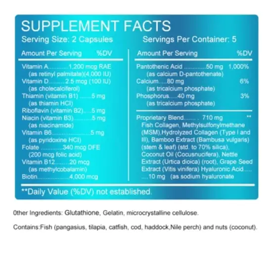 Mulittea Collagen Capsules with Vitamin C&ndash;Antioxidant Support for Healthy Skin, Hair & Nails&ndash;Non-GMO,Gluten-Free,60Ct image {3}