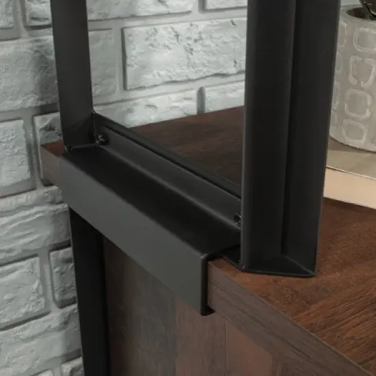 Sauder Briarbrook Computer Desk with Hutch Barrel Oak: Laminated Workstation, Metal Hardware, Open Storage Shelf image {5}