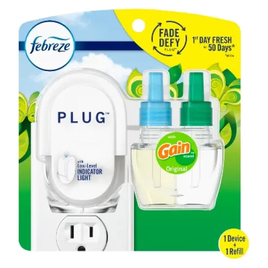Febreze Plug Starter Kit Gain Original Air Freshener Refill - 0.87 fl oz/2ct image {15}