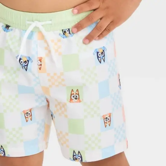 Toddler Boys' Bluey Checkered Swim Shorts image {1}