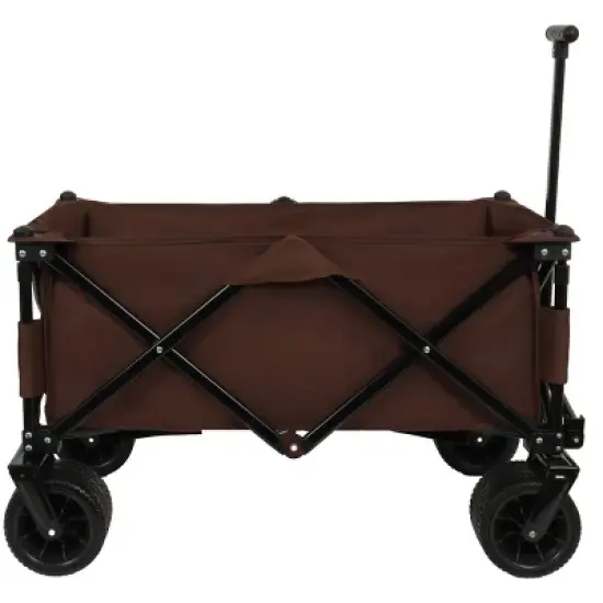 SKRAN Collapsible Wagon,300lb Load-Bearing Outdoor Utility with All-Terrain Wheels, Adjustable Handle,for Camping, Shopping,Picnic,Brown image {4}
