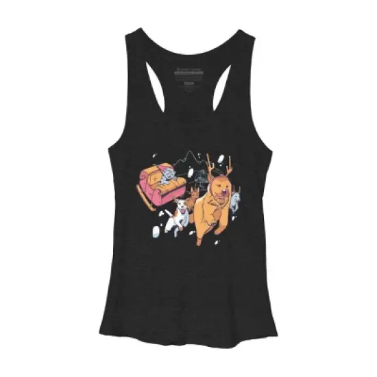 Women's Design By Humans Christmas santa cat By ArtStyleAlice Racerback Tank Top image {3}