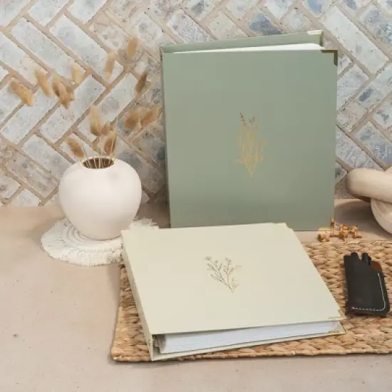 Aesthetic 3 Ring Binder Set of 2 - 1 Inch, Fits Letter Size - Beige-Green with Pockets - For School, Office, Work - Office Products image {5}