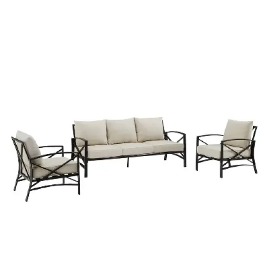 Kaplan 3pc Outdoor Sofa Set with Sofa & 2 Arm Chairs - Oatmeal - Crosley image {5}