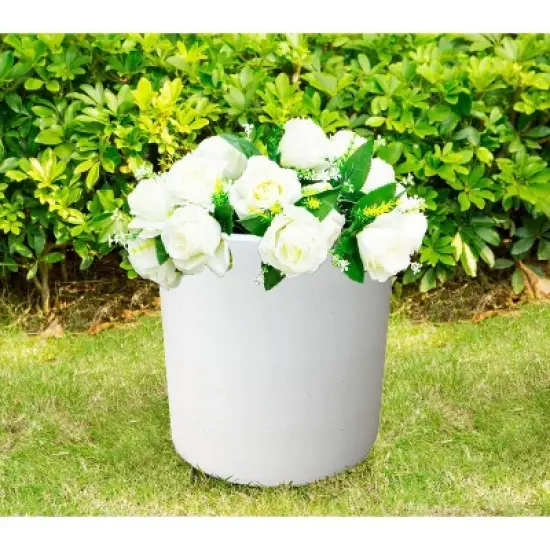 Rosemead Home & Garden, Inc. 10" Wide Kante Lightweight Modern Concrete Outdoor Planter Pot Pure White image {4}
