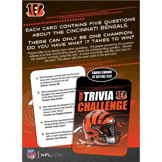 MasterPieces Officially Licensed NFL Cincinnati Bengals Trivia Challenge Card Game image {2}