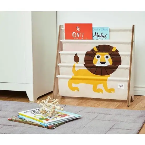 3 Sprouts High Quality Multipurpose Kids and Toddler Playroom or Bedroom Storage Shelf Organizer Bookcase Furniture, Yellow Lion image {1}