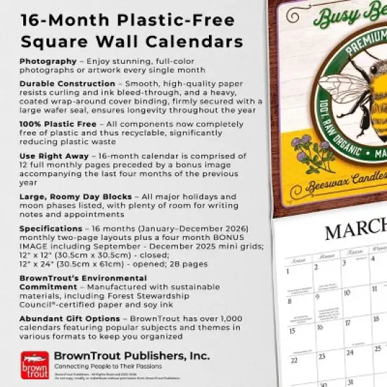 Hopper Studio Farmer's Market 2026 12"x24" Hanging Square Wall Calendar Plastic-Free image {5}