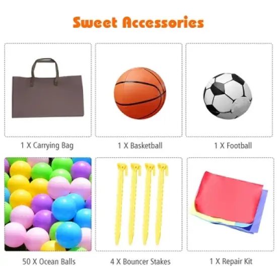 Costway InflatableBounce House Castle Slide Bouncer Kids Shooting Net/Without Blower image {8}