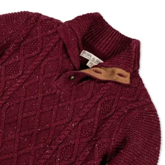 Hope & Henry Boys' Long Sleeve Mock Neck Cable Sweater with Flecks, Infant image {1}