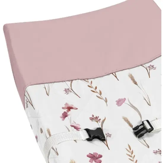 Sweet Jojo Designs Girl Changing Pad Cover Watercolor Floral Garden Rose Pink and Taupe image {3}