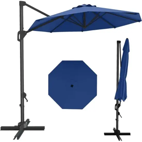 10FT Cantilever Umbrella Outdoor Patio Umbrella with Base and 360-Degree Rotation, Windproof image {9}