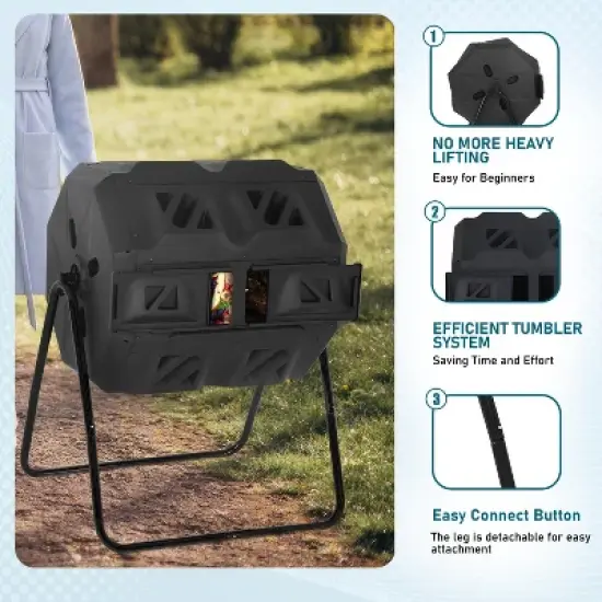 FDW Compost Bin 43 Gallon Compost Tumbler Bucket Fast Decomposition image {5}