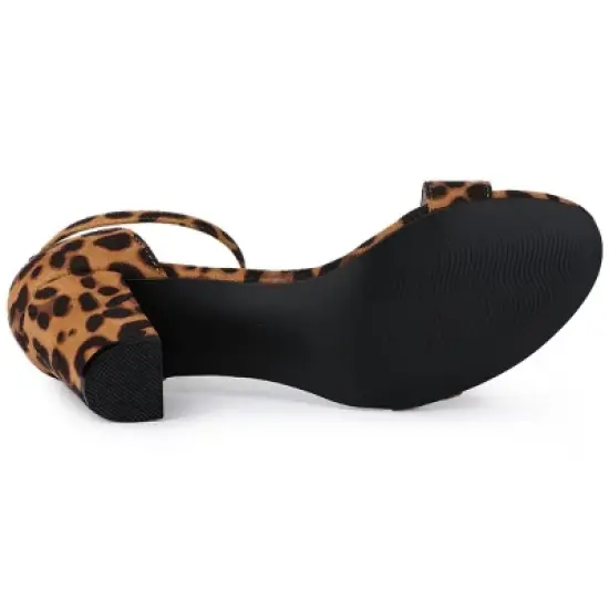 Allegra K Women's Open Toe Ankle Strap Chunky High Heels image {5}