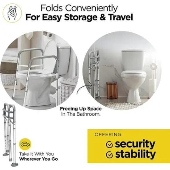 Toilet Safety Rail - Adjustable Detachable Toilet Safety Frame with Handles Stand Alone for Elderly, Handicapped - Fits Most Toilets MedicalKingUsa image {5}