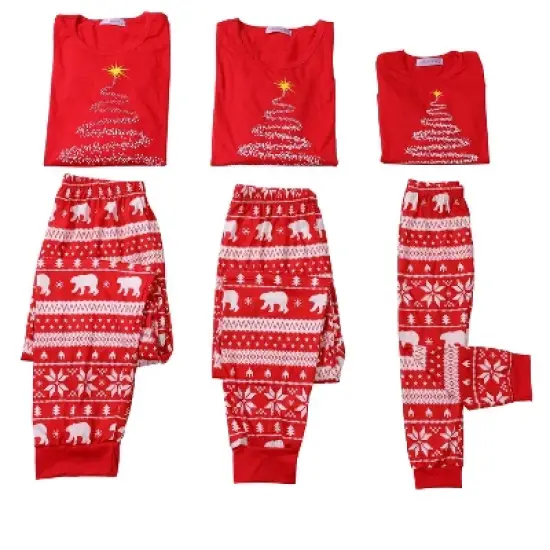 cheibear Christmas Tree Long Sleeve Tee and Plaid Pants Loungewear Family Pajama Sets image {2}