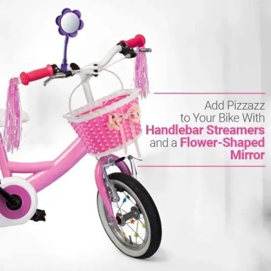 Girls&rsquo; Bicycle Decoration Kit &ndash; Complete Accessory Set with Basket, Handlebar Streamers, Spoke Beads & Rearview Mirror image {3}