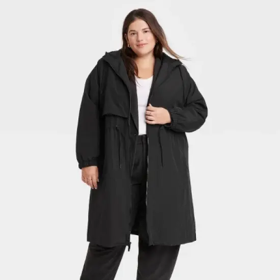 Women's Relaxed Fit Trench Rain Coat - A New Day&trade; Black  image {4}