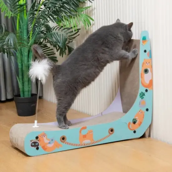 Sandinrayli L-Shape Cat Scratcher Lounge, Corrugated Cardboard Scratching Pad for Indoor Cats image {3}