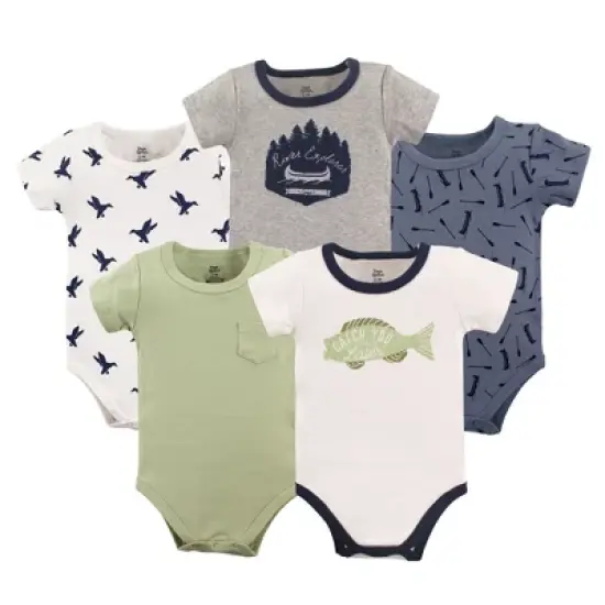 Yoga Sprout Baby Boy Cotton Bodysuits 5pk, Explorer image {2}