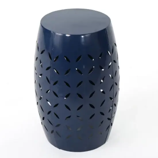 Lilac 12" Iron Side Table - Dark Blue - Christopher Knight Home: Modern Patio Accessory, Weather-Resistant image {5}