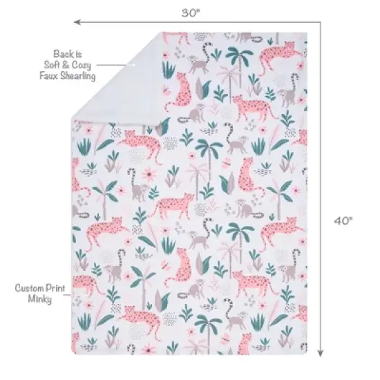 Lambs & Ivy Enchanted Safari Animals White Ultra Soft Jungle Baby Blanket image {2}