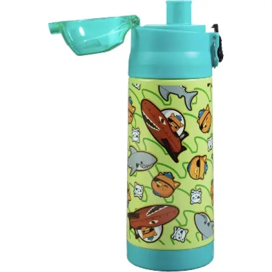 Octonauts Above & Beyond Stainless Steel 13 oz Reusable Water Bottle for Kids, Teal - Spill Proof Lid w/Built-in Straw - Fits Most Lunch Bags image {1}