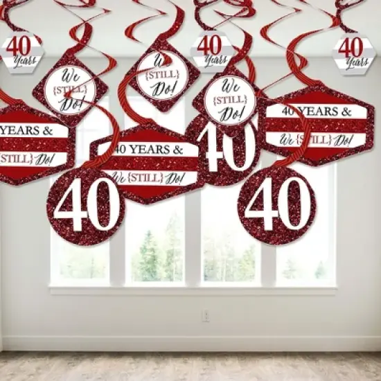 Big Dot of Happiness We Still Do - 40th Wedding Anniversary - Anniversary Party Hanging Decor - Party Decoration Swirls - Set of 40 image {2}