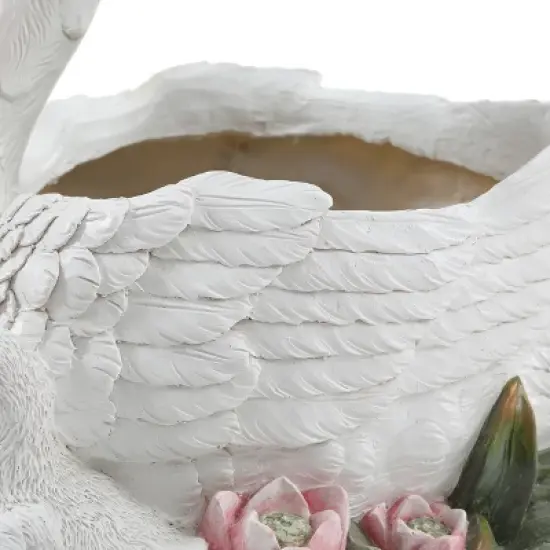 LuxenHome White Resin Swan Family Planter image {2}