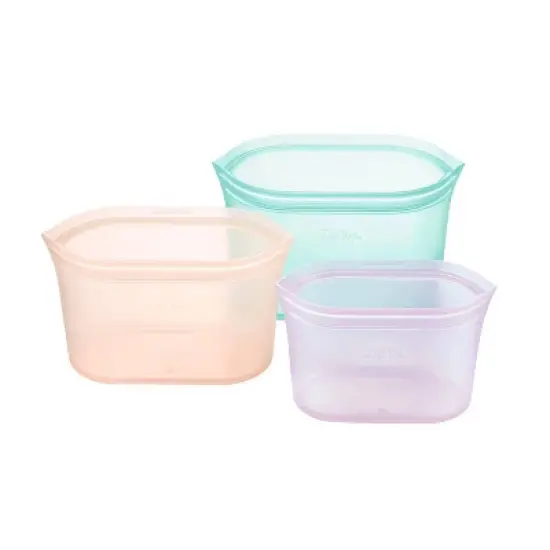 Zip Top Reusable 3 Dish Set - Teal Blue/Peach/Lavender image {1}