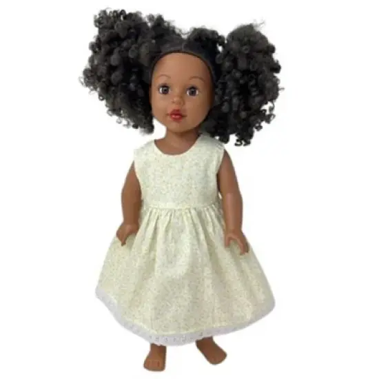 Doll Clothes Superstore Size 4 Matching Girl And Doll Long Pale Yellow Dresses image {2}