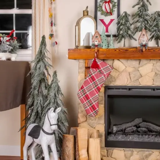 20" Red HGTV Home Collection Cotton Biased Cut Plaid Christmas Stocking - National Tree Company image {1}