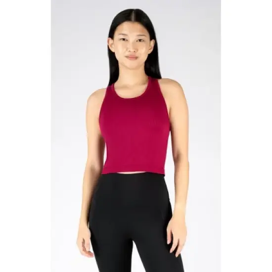 90 Degree By Reflex - Women's Ribbed Cropped Tank Top with Padded Inside Bra image {11}