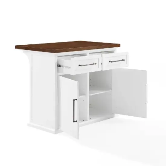Bartlett Wood Top Kitchen Island White/Walnut - Crosley image {8}