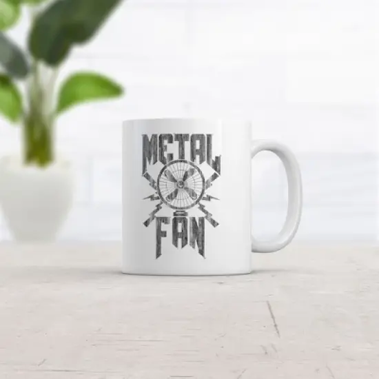 Crazy Dog Metal Fan Mug Funny Sarcastic Air Blowing Fan Graphic Novelty Music Coffee Cup-11oz image {1}