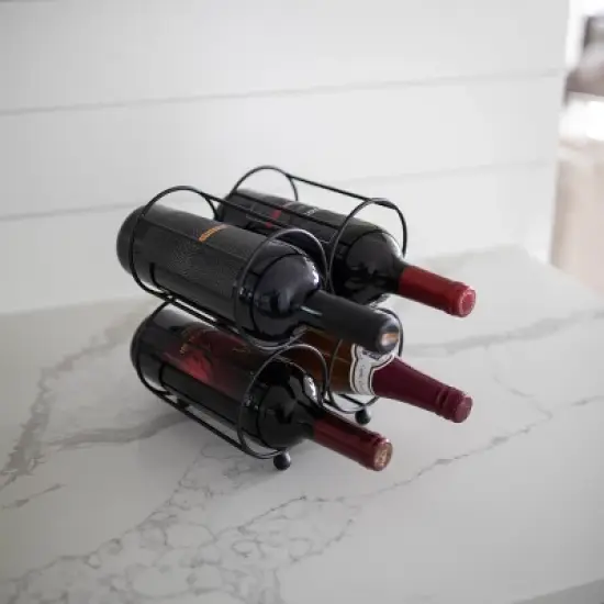 Black Metal Wine Bottle Holder - Foreside Home & Garden image {5}