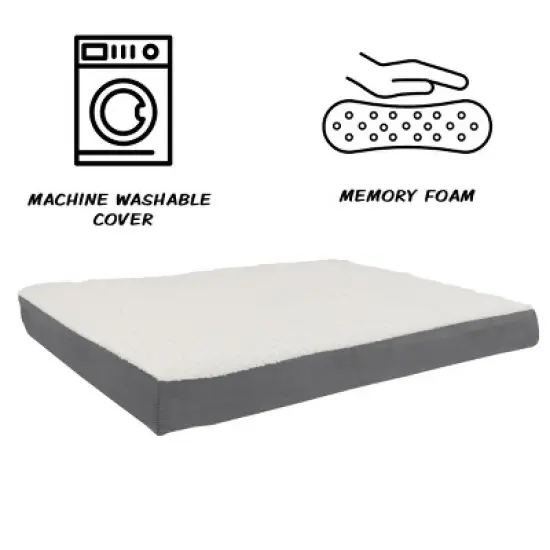 Orthopedic Dog Bed - 2-Layer 36x27-Inch Memory Foam Pet Mattress with Machine-Washable Cover for Large Dogs up to 65lbs by PETMAKER (Gray) image {1}
