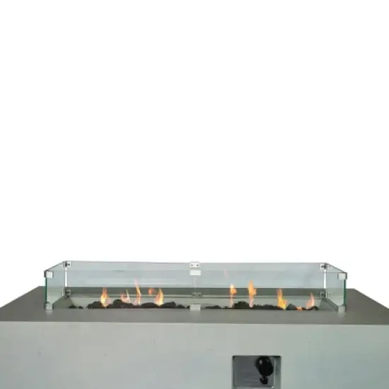 Rectangular Fiber-Reinforced Concrete Propane Outdoor Fire Pit Table image {3}