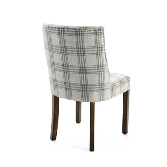 2pk Harman Contemporary Upholstered Plaid Dining Chairs Gray/Light Beige/Brown - Christopher Knight Home image {3}