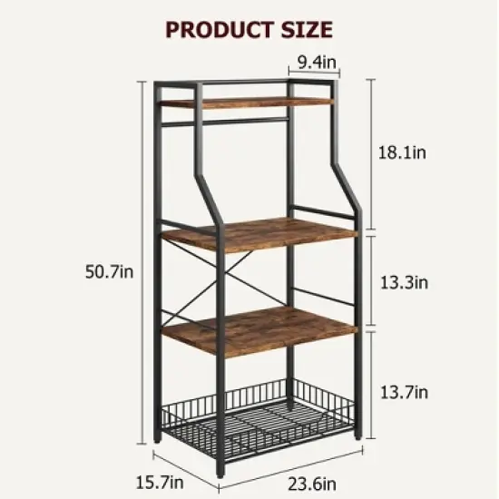 Kitchen Bakers Rack, Microwave Oven Stand with Large Wire Basket image {4}
