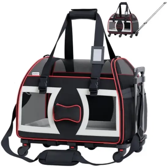 Airline Compliant Pet Carrier With Wheels And Telescopic Handle image {9}