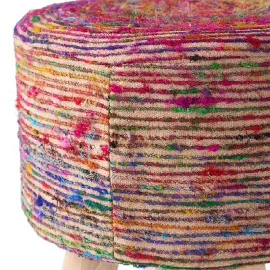 Cidney Silk Fabric Stool Coral - Christopher Knight Home image {2}
