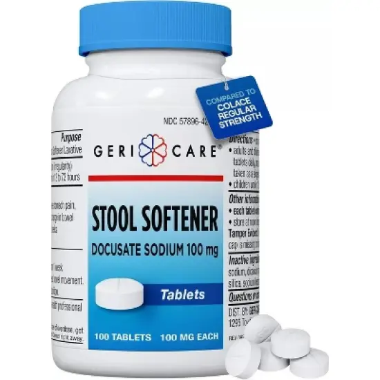 Gericare Docusate Sodium 100mg Tablets, 100 Ct image {4}