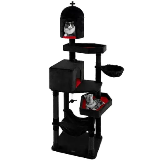 Tangkula Gothic Cat Tree for Indoor Cats Extra Large Cat Tower w/2 Cat Condos Coffin Bed image {10}