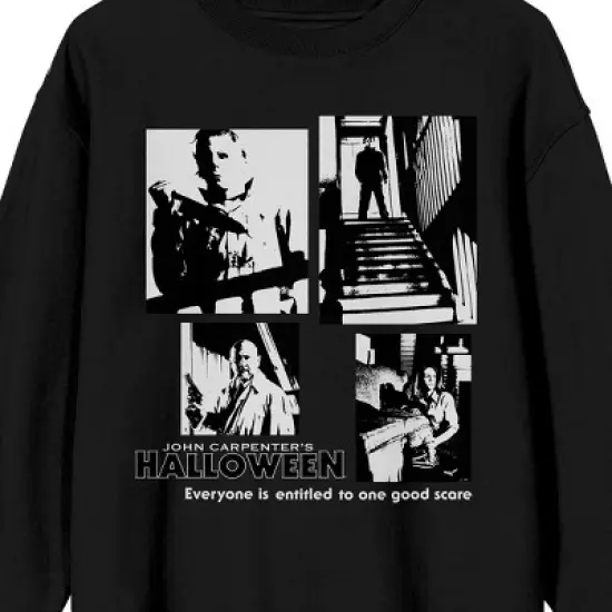 John Carpenter's Halloween Mike Myers Multi-Image Crew Neck Long Sleeve Black Fleece Adult Sweatshirt image {1}