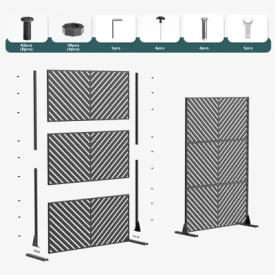 Lirago Brown 72 in. Galvanized Metal Outdoor Privacy Screens Garden Outdoor Fence image {11}