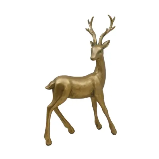 Transpac Gold Standing Reindeer Figurine Decorative Christmas Tabletop Decor Gift for Hostess Easy Care Holiday Decor image {1}